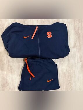 Nike Navy Sweatshirt and Joggers with Orange Accents